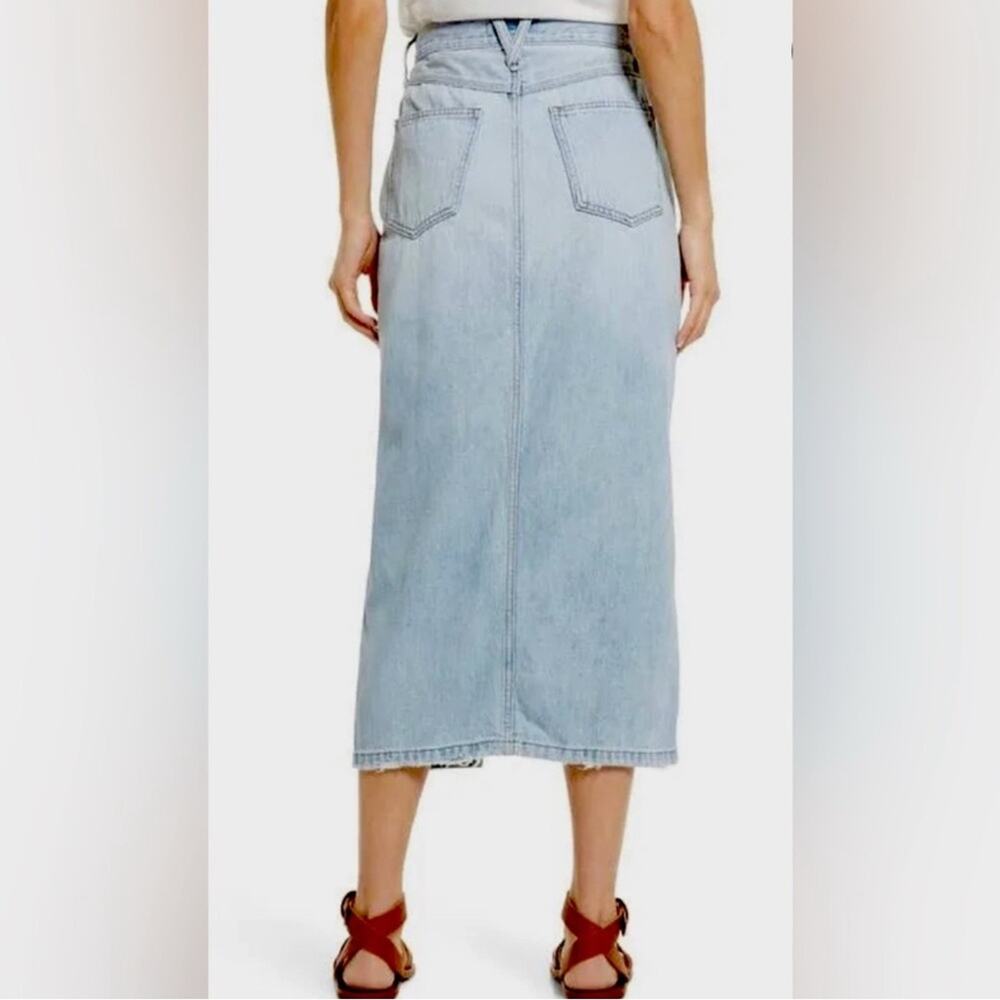 Madewell Retro Denim Midi High Split Skirt. LIGHT WASH - Picture 2 of 13